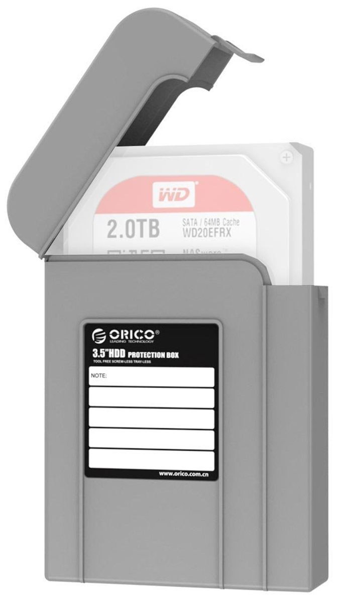 Orico PHI-35, Gray чехол для жесткого дискаORICO PHI-35-GY Orico PHI-35, Gray чехол для жесткого дискаORICO PHI-35-GYКейс Orico PHI-35 надежно защитит жесткий диск от пыли, влаги и прочих капризов окружающей среды. Благодаря дополнительным ребрам жесткости и крышке с защелкой, жесткий диск будет надежно защищен от падений и не выпадет из кейса при ударе. С помощью специальной этикетки можно легко и просто сделать пометки на кейсе.