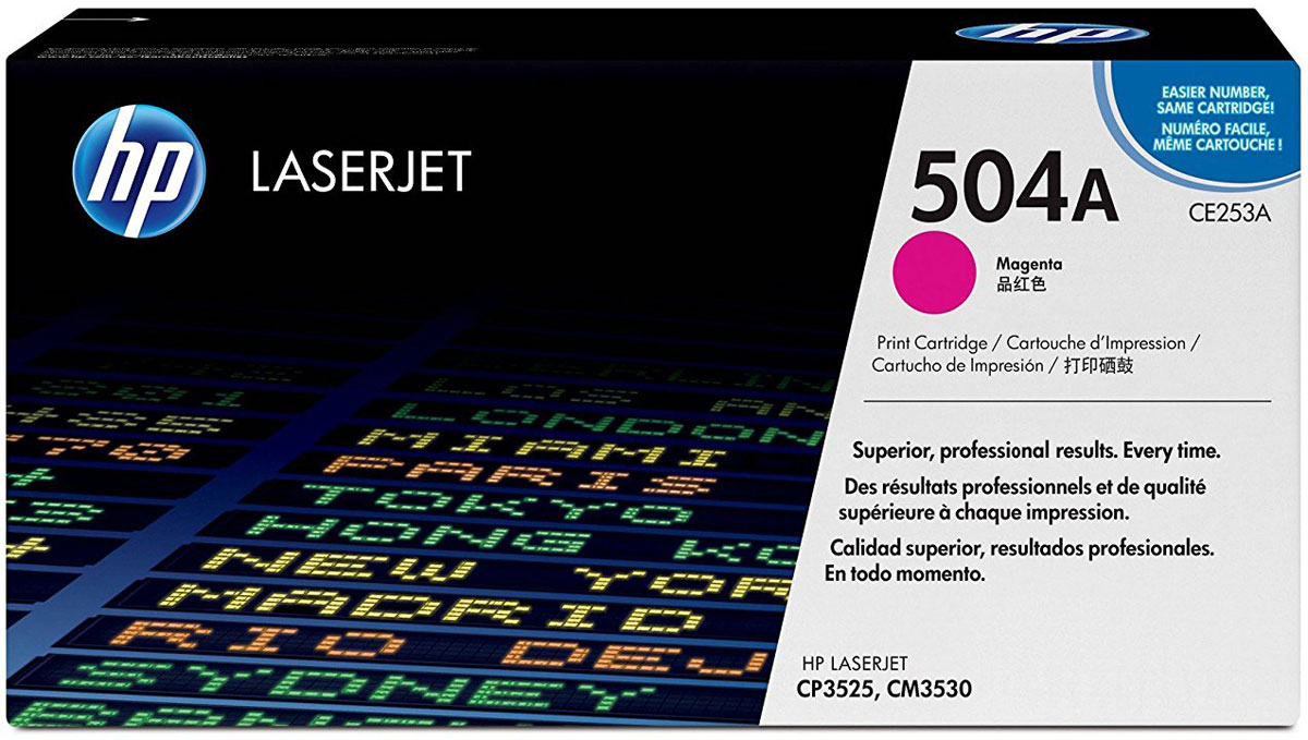 HP CE253A, Magenta тонер-картридж для Color LaserJet CP3525/CM3530CE253A HP CE253A, Magenta тонер-картридж для Color LaserJet CP3525/CM3530CE253AУсовершенствованные голубые картриджи с тонером HP LaserJet с технологией HP ColorSphere обеспечивают получение быстрых и профессиональных результатов за короткое время. Надежная и последовательная печать - от обычных документов до рекламных материалов - и функции управления расходными материалами, которые экономят время.Усовершенствованный тонер HP ColorSphere удовлетворит широкий спектр требований и обеспечивает еще более высокий уровень глянца для ярких, насыщенных цветов. Великолепные результаты для любого типа печати - от ежедневной деловой документации до профессиональной рекламной продукции.Печать с оригинальными расходными материалами HP - это удобство, простота и экономичность. Возможность печати различных видов документов - от профессиональных многоцветных рекламных материалов до экономичных черно-белых страниц.Тонер HP ColorSphere и интеллектуальный картридж обеспечивают неизменно быстрые и высококачественные результаты. Бесперебойная печать экономит время, увеличивает производительность и снижает общие затраты на печать.