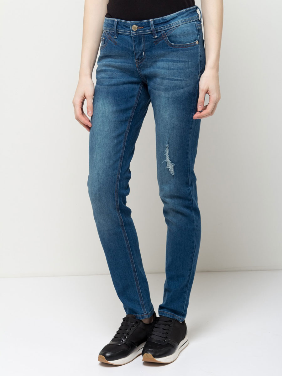 Джинсы женские Sela Denim, цвет: темно-синий джинс. PJ-135/592-7161. Размер 26-32 (42-32)PJ-135/592-7161 Джинсы женские Sela Denim, цвет: темно-синий джинс. PJ-135/592-7161. Размер 26-32 (42-32)PJ-135/592-7161Стильные джинсы Sela, изготовленные из качественного эластичного хлопка с потертостями, станут отличным дополнением вашего гардероба. Джинсы зауженного кроя и стандартной посадки на талии застегиваются на застежку-молнию и пуговицу. На поясе имеются шлевки для ремня. Модель представляет собой классическую пятикарманку: два втачных и накладной карманы спереди и два накладных кармана сзади.