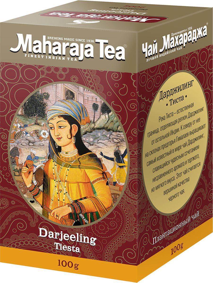 Maharaja Tea Дарджилинг Тиста чай черный байховый, 100 г00000000208 Maharaja Tea Дарджилинг Тиста чай черный байховый, 100 г00000000208Чай Дарджилинг считается вершиной качества чёрного чая. Этот чай славится несравненно терпким ароматом, но мягким вкусом. Настой чая получается средний, достаточно терпкий, аромат нежный.