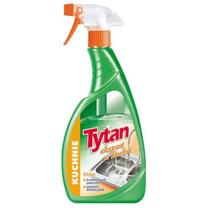 Спрей Tytan, для мытья кухни, 500 мл727510 Спрей Tytan, для мытья кухни, 500 мл727510Жидкость для мытья кухни предназначена для удаления загрязнений на кухне. Эффективно удаляет грязь, жиры и возникшие жирные осадки на плитах, микроволновых печах, вытяжках, столешницах, шкафчиках, раковинах, плитках и на других поверхностях.