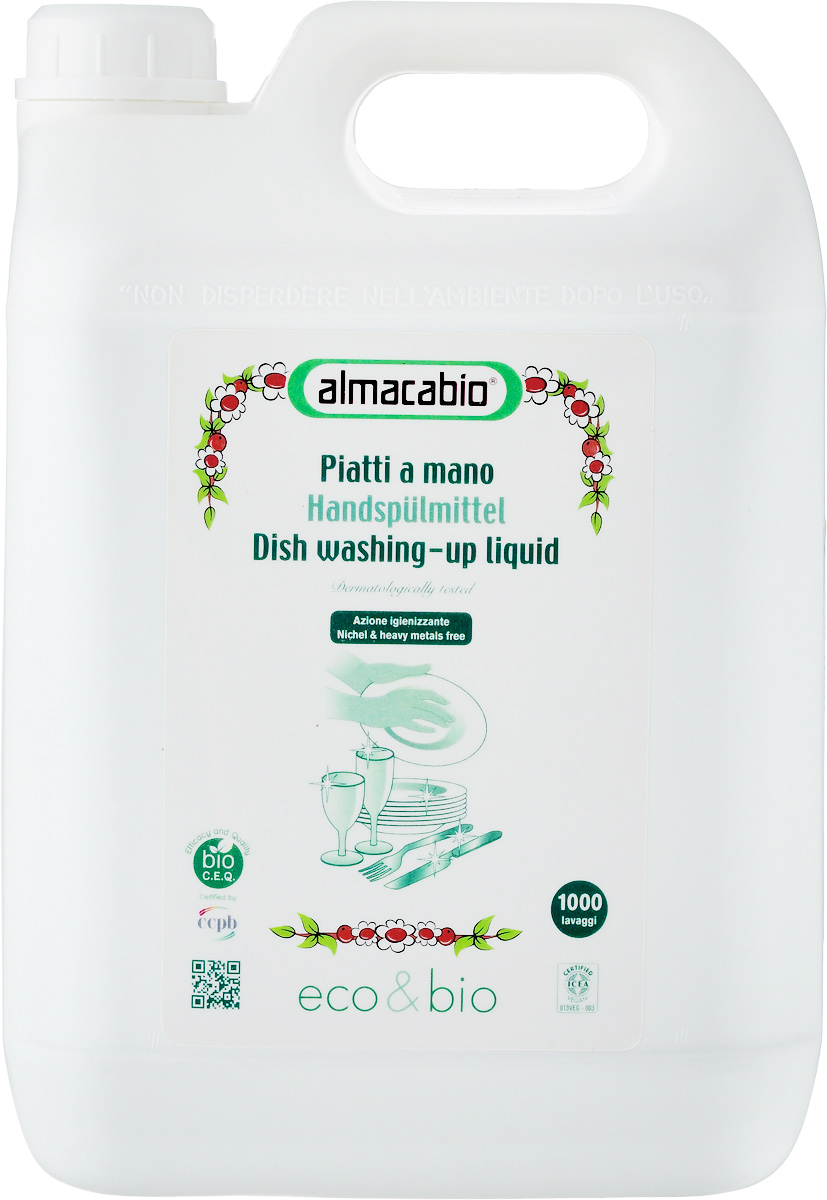 Средство для мытья посуды Almacabio Dish Washing-Up Liquid, 5 л15047 Средство для мытья посуды Almacabio Dish Washing-Up Liquid, 5 л15047Средство Almacabio Dish Washing-Up Liquid идеально подходит для мытья всех видов посуды: стеклянной, фарфоровой, эмалированной, керамической, из нержавеющей стали, алюминиевой, пластиковой. Удаляет все виды остатков пищи, устраняет запахи и дезинфицирует. Содержит растительный глицерин. Нейтральный PH фактор, глубокое обезжиривание, не содержит синтетических отдушек. Защищает кожу рук, смягчает и увлажняет. Не оставляет следов после высыхания. Не содержит фосфор, фосфаты, ферменты и ингредиенты природного происхождения.Товар сертифицирован.