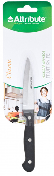 Нож для фруктов Attribute Classic, длина лезвия 9 смAKP109 Нож для фруктов Attribute Classic, длина лезвия 9 смAKP109Нож для фруктов Attribute Classic прекрасно справится с нарезкой и чисткой любых фруктов. Лезвие ножа выполнено из нержавеющей стали, а ручка - из пластика.