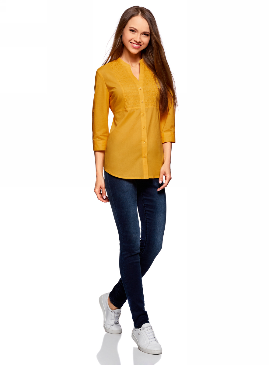 Туника женскаяская oodji Collection, цвет: оранжевый. 21412068-3/12836/5500N. Размер 36-170 (42-170)21412068-3/12836/5500N Туника женскаяская oodji Collection, цвет: оранжевый. 21412068-3/12836/5500N. Размер 36-170 (42-170)21412068-3/12836/5500NТуника oodji Collection выполнена из высококачественного материала. Модель с V-образным вырезом горловины застегивается на пуговицы. Рукава дополнены манжетами с пуговицами. На талии модель дополнена завязками.