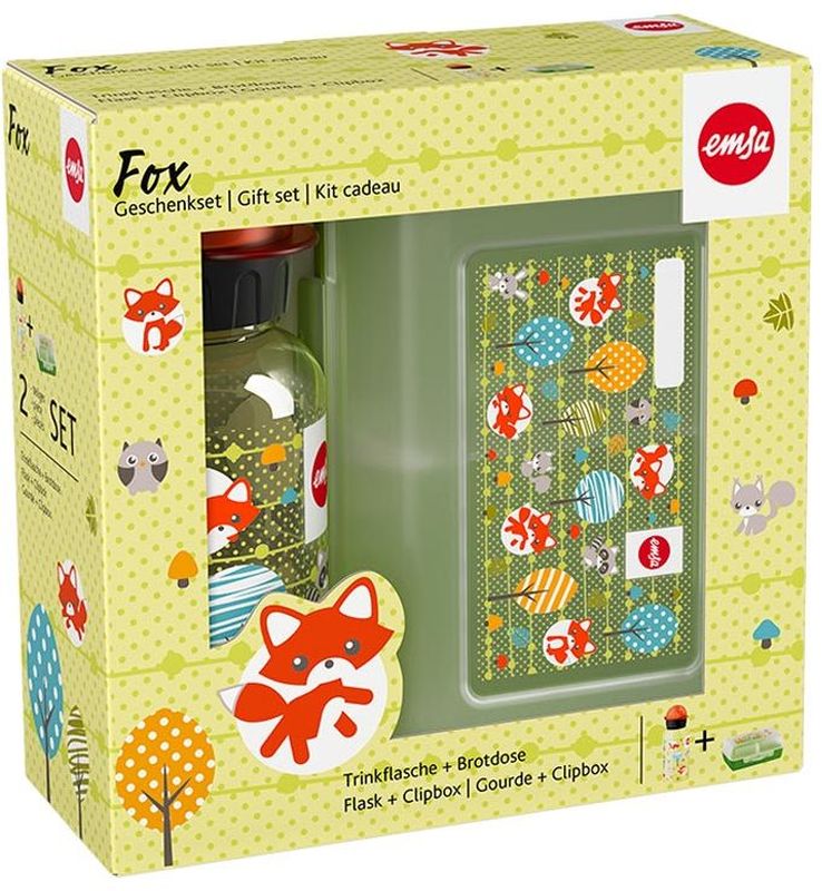 Ланч-бокс Emsa Fox Kids, с фляжкой, с фляжкой, цвет: мультиколор517226 Ланч-бокс Emsa Fox Kids, с фляжкой, с фляжкой, цвет: мультиколор517226Ланч-бокс и фляжка Emsa Fox Kids выполнены из пищевого пластика. Ланч-бокс для детей позволяет взять даже сложный обед, из нескольких блюд, в одном компактном контейнере, так как имеет разделитель. Контейнер надежно закрывается на клипсу. Фляга изготовлена из алюминия и покрыта специальным составом, который препятствует окислению. В нее можно заливать не только воду, но и соки, чай и другие напитки. Из фляги очень удобно пить, а крышка закрывается абсолютно герметично.Объем фляги: 0, 4 л.