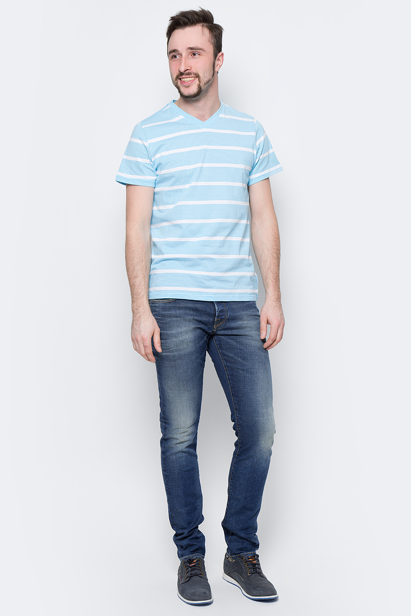 Футболка мужская Sela, цвет: светлый аквамарин. Ts-211/2061-7214. Размер XXL (54)Ts-211/2061-7214 Футболка мужская Sela, цвет: светлый аквамарин. Ts-211/2061-7214. Размер XXL (54)Ts-211/2061-7214Модная мужская футболка Sela выполнена из натурального хлопка с принтом в полоску. Модель прямого кроя с V-образным вырезом горловины подойдет для прогулок и дружеских встреч и будет отлично сочетаться с джинсами и брюками. Воротник изделия дополнен мягкой трикотажной резинкой. Мягкая ткань комфортна и приятна на ощупь.