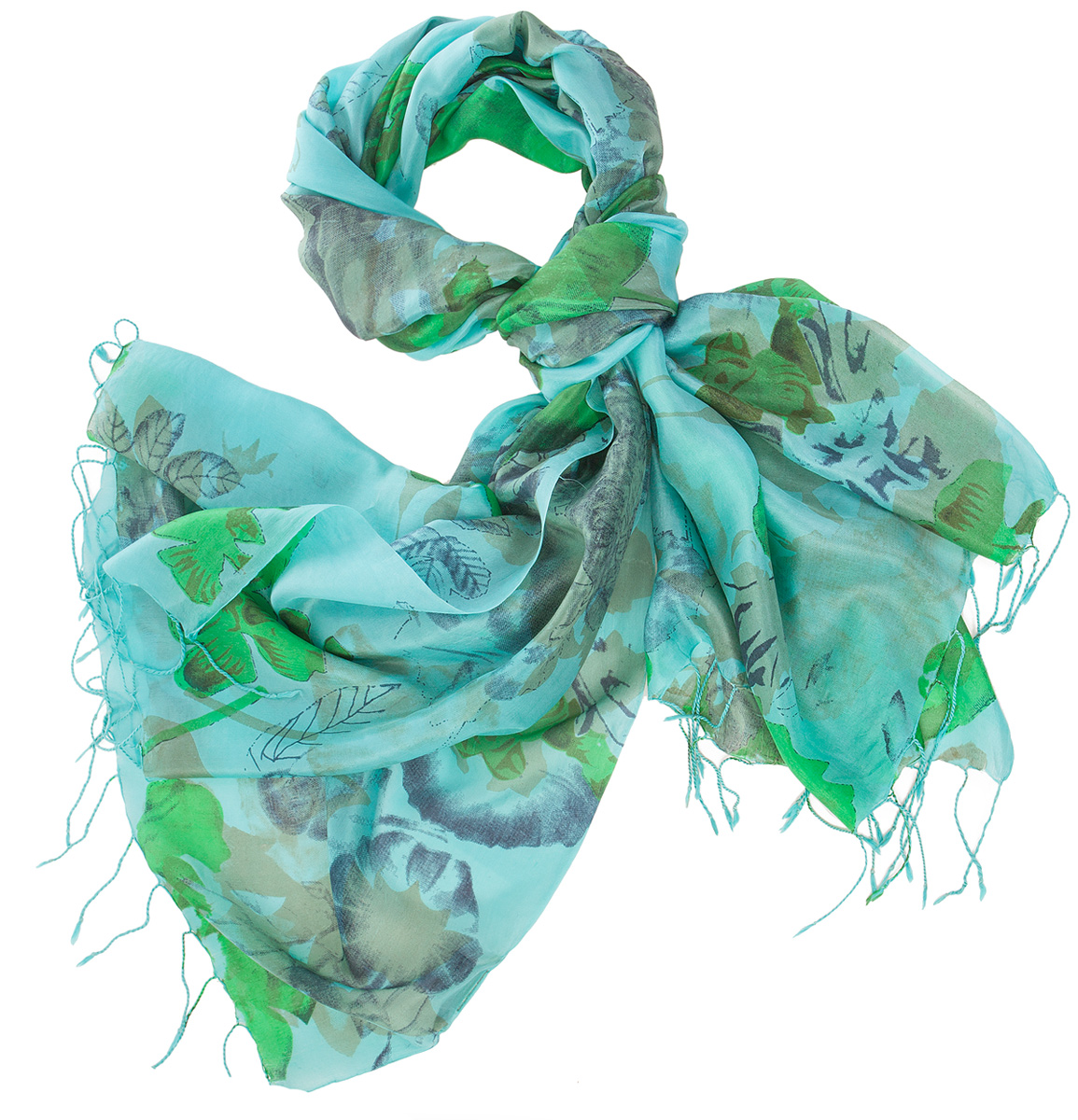 Палантин женский Michel Katana, цвет: голубой, синий, зеленый. S30-SMUDGE.FL/TUR.GREEN. Размер 110 x 180 см