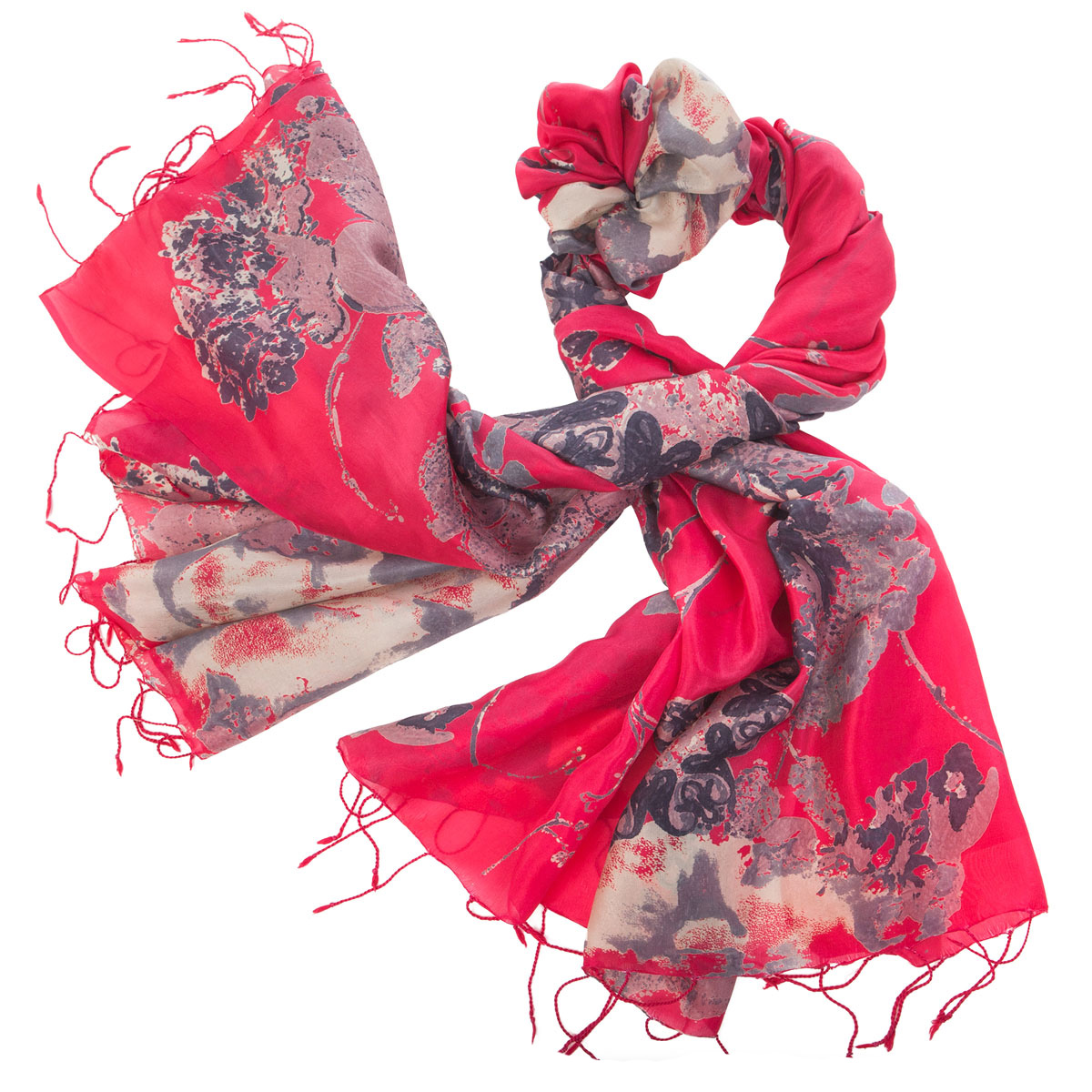 Палантин женский Michel Katana, цвет: красный. S20-JEWEL.FLOWER/CORAL. Размер 110 x 180 см