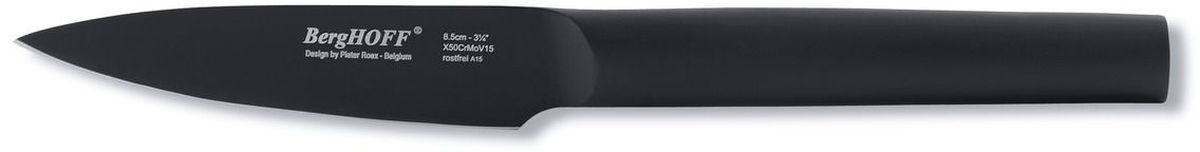 Нож для очистки BergHOFF Ron, длина лезвия 8,5 см3900008 Нож для очистки BergHOFF Ron, длина лезвия 8,5 см3900008Нож для очистки BergHOFF Ron изготовлен из высококачественной стали. Лезвие с керамическим покрытием обеспечивает мягкое нарезание без прилипания нарезаемой еды на лезвие.Это по-настоящему универсальный нож, идеальный для очистки и других мелких работ. Часто используется для очистки фруктов и овощей, которые можно держать в руках.