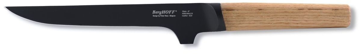 Нож для выемки костей BergHOFF Ron, длина лезвия 15 см. 39000163900016 Нож для выемки костей BergHOFF Ron, длина лезвия 15 см. 39000163900016Нож для выемки костей BergHOFF Ron - черный стальной нож с титановым покрытием, предотвращающим налипание. Лезвие: хром-молибдено-ванадиевая сталь с двухслойным черным покрытием (титаниум+покрытие против налипания). Замечательно сбалансированные, с тяжелой рукояткой, эти ножи обеспечивают идеальный баланс для дополнительного контроля.Ручки выполнены контрастными из ясеневой древесины.