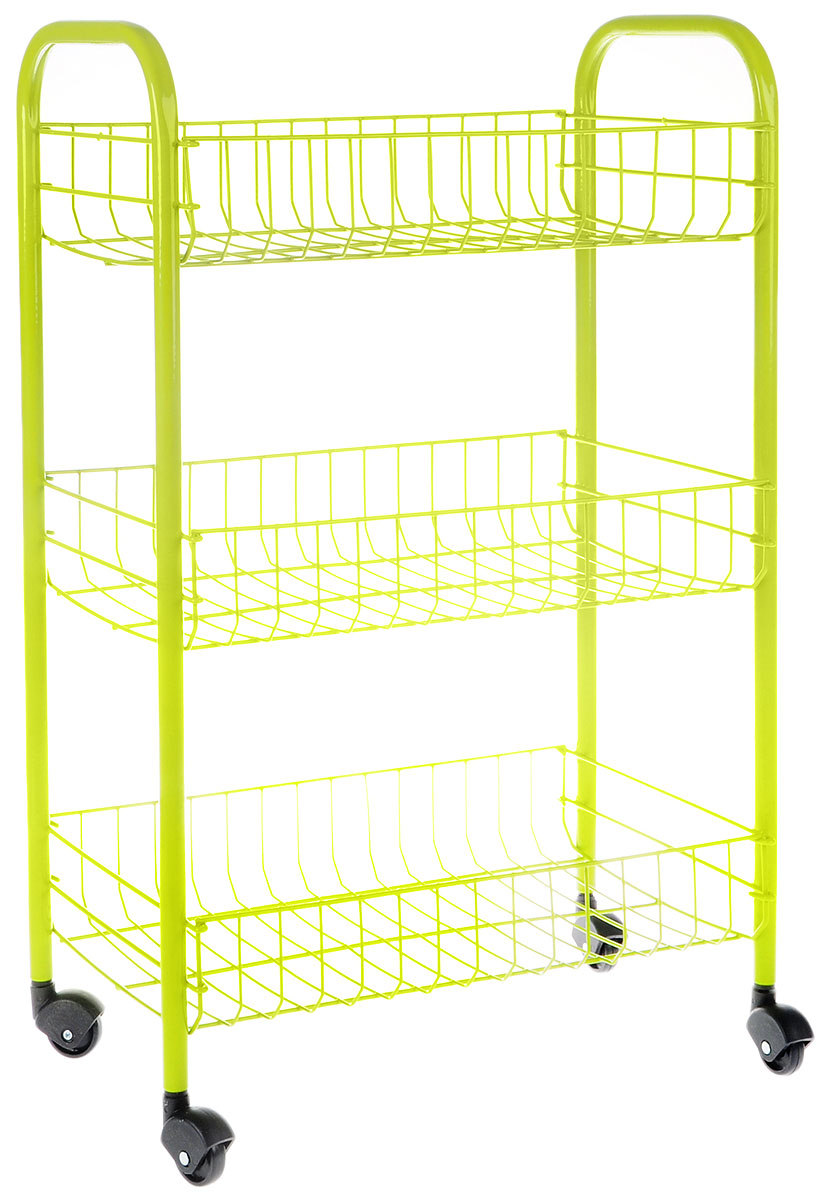 Этажерка Metaltex Siena Color, 3-уровневая, цвет: салатовый, 41 x 23 x 63 см этажерка metaltex madrid 2 яруса цвет фиолетовый 41 х 23 х 51 см