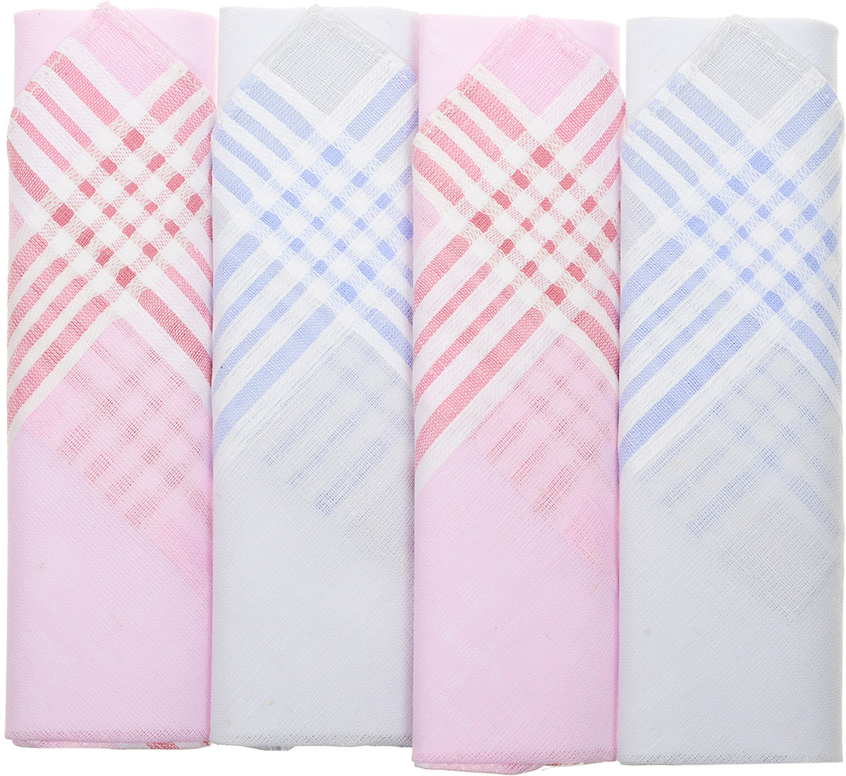 Платок носовой женский Zlata Korunka, цвет: белый, розовый, голубой, 4 шт. 71420-23. Размер 28 см х 28 см