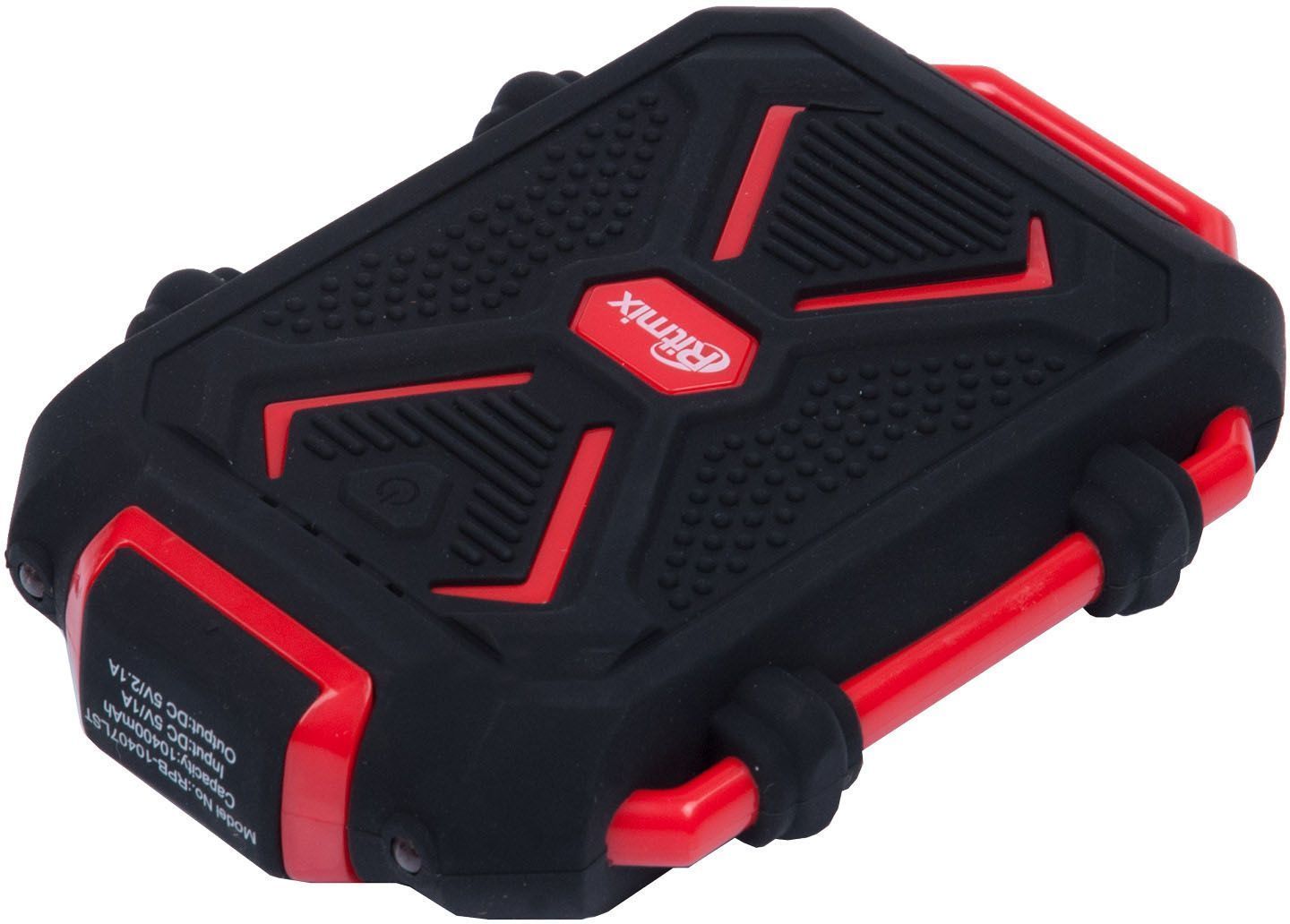 Ritmix RPB-10407LST, Black Red внешний аккумулятор (10400 мАч)15118763 Ritmix RPB-10407LST, Black Red внешний аккумулятор (10400 мАч)15118763Travel Power bank ЭКСТРИМ, Li-Ion, EXTRA CLASS, оригинальная батарея, емкость 10 400 мАч выход 1xUSB 5В 2,1А, фонарик + световой индикатор заряда, влагозащищен, корпус силикон + пластик ABS, размер 131х90х27, 309г, цвет: черный с красным