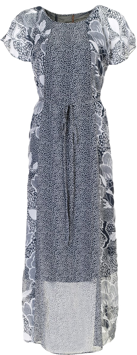 Платье Baon, цвет: синий. B457034_Dark Navy Printed. Размер S (44)B457034_Dark Navy Printed Платье Baon, цвет: синий. B457034_Dark Navy Printed. Размер S (44)B457034_Dark Navy PrintedПлатье Baon выполнено из полиэстера. Модель с короткими рукавами и круглым вырезом горловины. Приталенная посадка создается при помощи завязывающегося пояска.