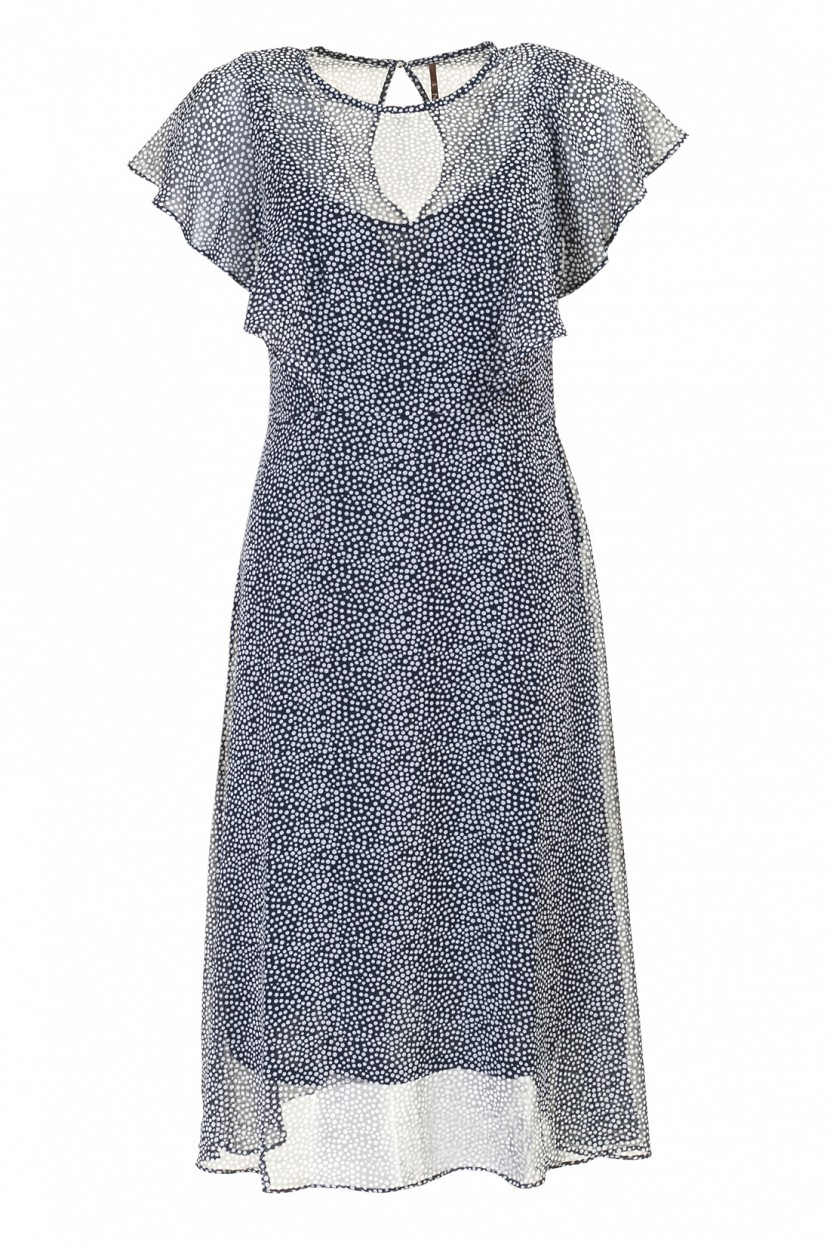 Платье Baon, цвет: синий. B457035_Dark Navy Printed. Размер S (44)B457035_Dark Navy Printed Платье Baon, цвет: синий. B457035_Dark Navy Printed. Размер S (44)B457035_Dark Navy PrintedПлатье Baon выполнено из полиэстера. Изделие имеет актуальные рукава-воланы. На спине расположена застёжка на пуговицу.