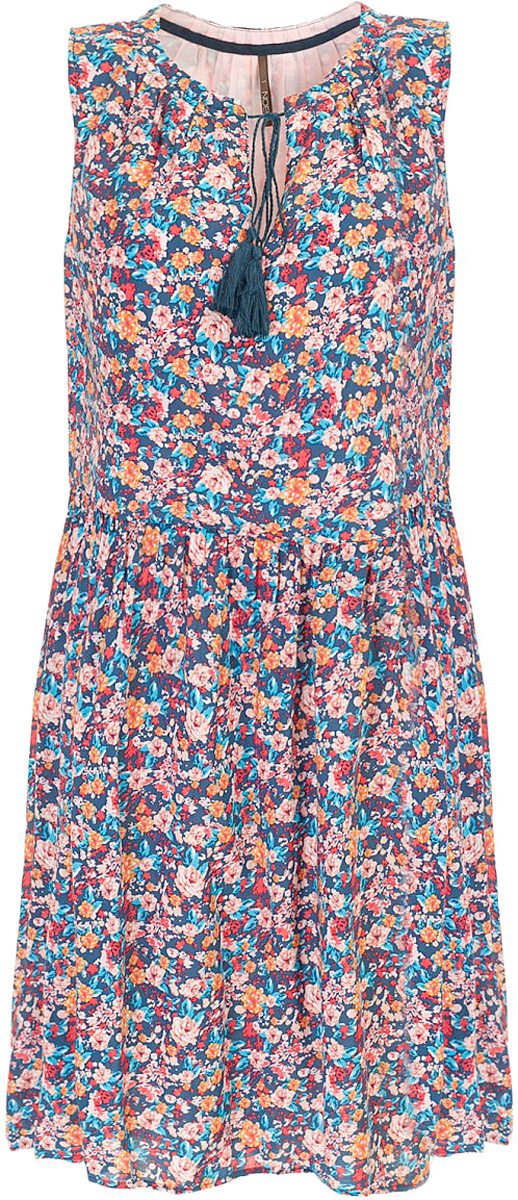Платье Baon, цвет: синий. B457070_Navy Printed. Размер S (44)B457070_Navy Printed Платье Baon, цвет: синий. B457070_Navy Printed. Размер S (44)B457070_Navy PrintedПлатье Baon выполнено из натурального хлопка. Округлый вырез горловины дополнен завязывающимся шнурком с кистями. Задняя часть юбки слегка удлинена, что создаёт модный силуэт.