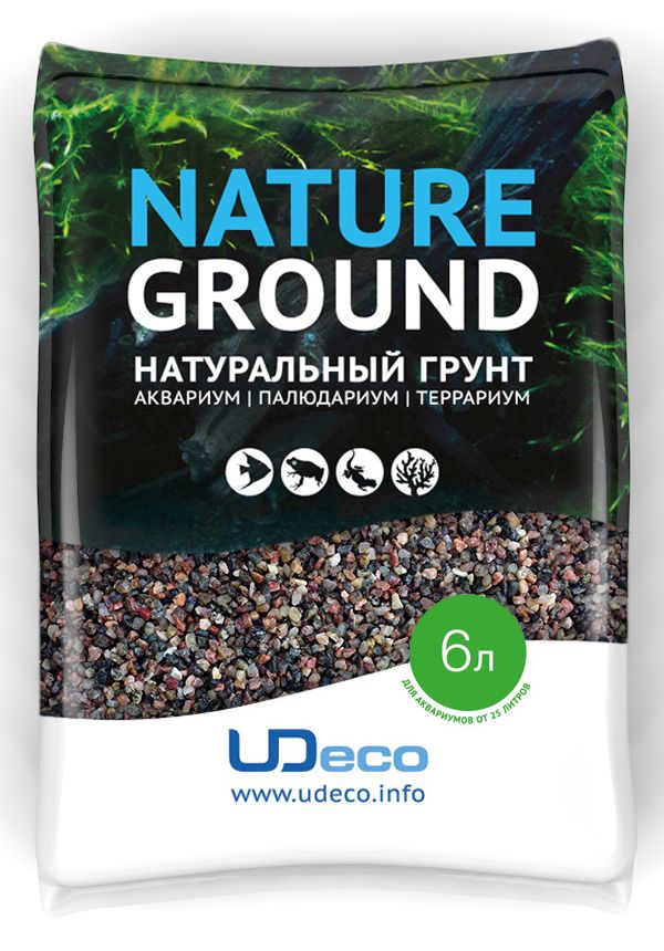 Грунт для аквариума UDeco Коричневый гравий, натуральный, 2,5-5 мм, 6 лUDC410346 Грунт для аквариума UDeco Коричневый гравий, натуральный, 2,5-5 мм, 6 лUDC410346Натуральный грунт UDeco Коричневый гравий предназначен специально для оформления аквариумов, палюдариумов и террариумов. Изделие готово к применению.Грунт UDeco порадует начинающих любителей природы и самых придирчивых дизайнеров, стремящихся к созданию нового, оригинального. Такая декорация придутся по вкусу и обитателям аквариумов и террариумов, которые ещё больше приблизятся к природной среде обитания.Необходимое количество грунта рассчитывается по формуле:длина аквариума х ширина аквариума х толщина слоя грунта. Предназначен для аквариумов от 25 литров. Фракция: 2,5-5 мм.Объем: 6 л.