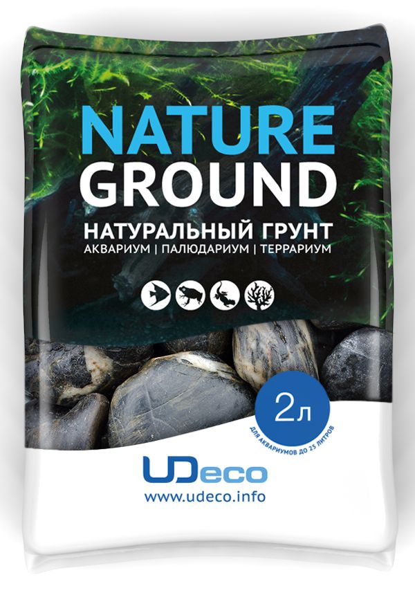 Грунт для аквариума UDeco Черная галька, натуральный, 30-50 мм, 2 лUDC430742 Грунт для аквариума UDeco Черная галька, натуральный, 30-50 мм, 2 лUDC430742Натуральный грунт UDeco Черная галька предназначен специально для оформления аквариумов, палюдариумов и террариумов. Изделие готово к применению.Грунт UDeco порадует начинающих любителей природы и самых придирчивых дизайнеров, стремящихся к созданию нового, оригинального. Такая декорация придутся по вкусу и обитателям аквариумов и террариумов, которые ещё больше приблизятся к природной среде обитания.Необходимое количество грунта рассчитывается по формуле:длина аквариума х ширина аквариума х толщина слоя грунта. Предназначен для аквариумов от 25 литров. Фракция: 30-50 мм.Объем: 2 л.
