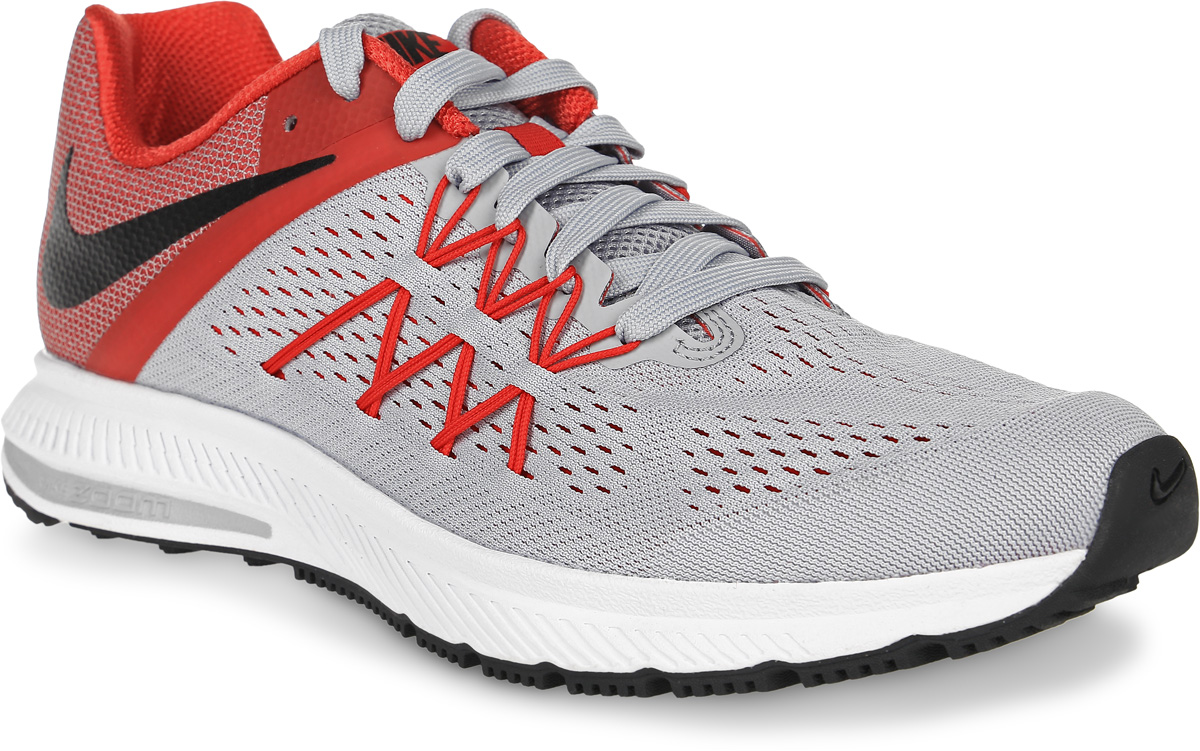 Кроссовки для бега мужские Nike Zoom Winflo 3, цвет: светло-серый, красный. 831561-008. Размер 9 (42)831561-008 Кроссовки для бега мужские Nike Zoom Winflo 3, цвет: светло-серый, красный. 831561-008. Размер 9 (42)831561-008Кроссовки для бега Zoom Winflo 3 от Nike выполнены из сетчатого текстиля. Обновленный верх из особой сетки с технологией Flywire для плотной посадки и воздухопроницаемости. Бесшовная конструкция повышает уровень комфорта в движении. Подкладка из текстиля комфортна при движении. Литая стелька обеспечивает дополнительную поддержку. Технология Zoom и подошва Cushlon обеспечивают оптимальную амортизацию и смягчают ударные нагрузки.