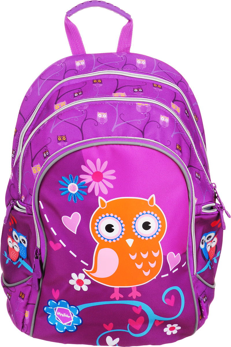 MagTaller Рюкзак Cosmo lV Owl20613-69 MagTaller Рюкзак Cosmo lV Owl20613-69Рюкзак MagTaller Cosmo lV. Owl выполнен из надежных износостойких тканей - нейлона и полиэстера.Эргономичная спинка рюкзака дополнительно усилена рамкой из алюминия, повторяющей естественный изгиб позвоночника. Дно выполнено из PVC, а ножки - из прочного пластика, они надежно защищают содержимое рюкзака от воды и грязи. Уплотненные регулируемые лямки уменьшают нагрузку на плечи ребенка. Фиксаторы лямок позволяют закрепить концы лямок при помощи пластиковых крючков. Светоотражающие элементы уменьшают риск ДТП в темное время суток.Рюкзак содержит два вместительных отделения, закрывающихся на застежки-молнии. В первом отделении находится пришивной карман на молнии, во втором отделении карманов нет. Дно рюкзака можно сделать более устойчивым, разложив специальную панель.На лицевой стороне находится вместительный карман на молнии, внутри которого находится органайзер, предназначенный для хранения мобильного телефона, пишущих принадлежностей и других мелочей, также здесь находится лента с карабином для ключей. По бокам рюкзака находятся два кармана на молниях. Рюкзак имеет эргономичную ручку для переноски в руке.