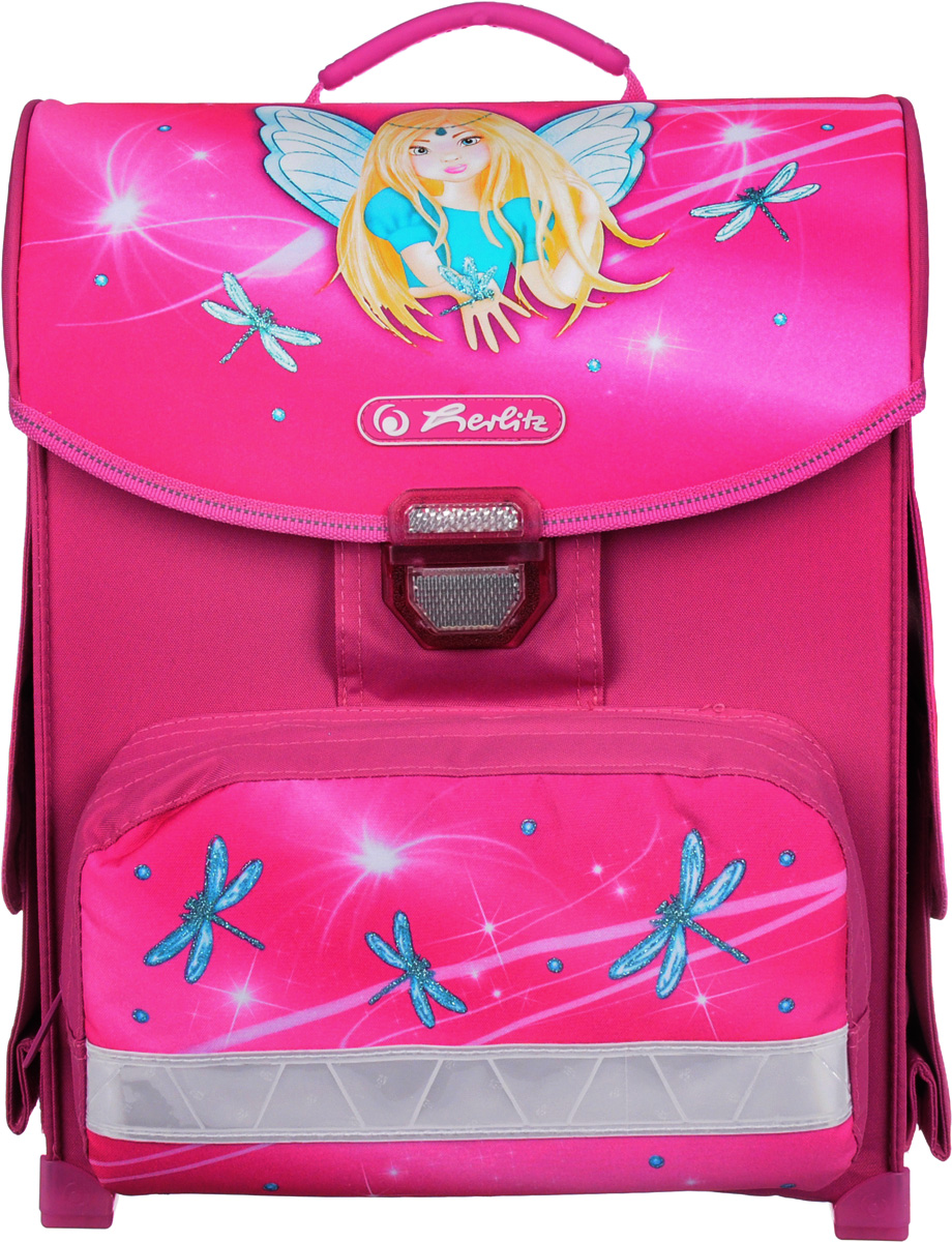 Herlitz Ранец школьный Smart Fairy50007929 Herlitz Ранец школьный Smart Fairy50007929Ранец Herlitz Smart Fairy - это необходимый аксессуар для любого школьника. Ранец с жестким корпусом выполнен из прочного материала. Он состоит из одного вместительного отделения, внутри которого находится фиксатор для тетрадей и учебников.Ранец закрывается клапаном с пластиковой защелкой. На внутренней части клапана находится прозрачный пластиковый кармашек, в который можно поместить расписание занятий или визитную карточку с данными владельца.На внешней стороне ранца расположен накладной карман, закрывающийся на застежку-молнию.По бокам ранца расположены два накладных кармана, которые закрываются клапанами на липучках. На дне карманов имеются липучки, расстегнув которые, можно увеличить их объем.Ортопедическая спинка позволяет уменьшить нагрузку на спину. Ранец оснащен широкими мягкими лямками, регулируемыми по длине, которые равномерно распределяют нагрузку на плечевой пояс, и удобной ручкой для переноски в руке.Дно ранца дополнено четырьмя пластиковыми ножками, которые помогут уберечь его от загрязнений и продлить срок службы.Светоотражающие элементы не оставят незамеченным вашего ребенка в темное время суток.