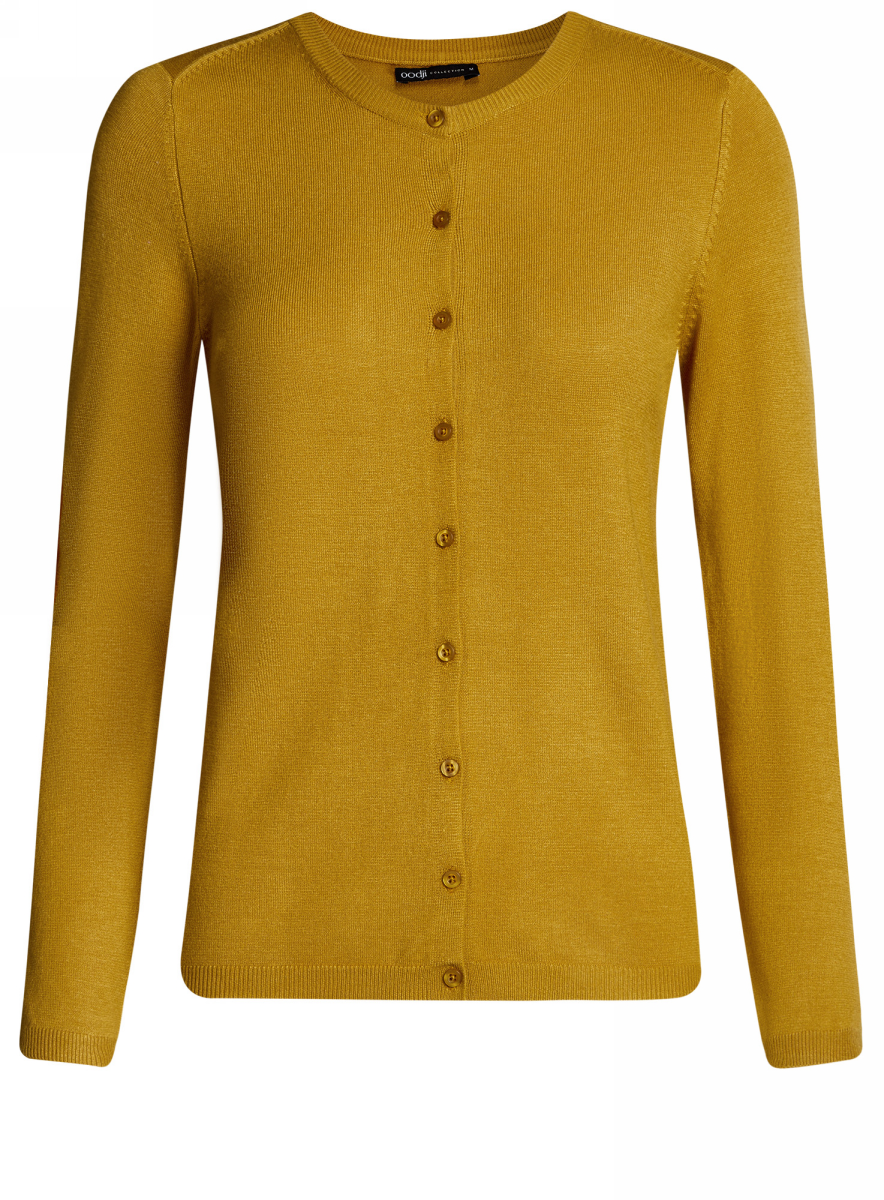 Жакет женский oodji Collection, цвет: горчичный. 73212401-1B/45904/5700N. Размер L (48)73212401-1B/45904/5700N Жакет женский oodji Collection, цвет: горчичный. 73212401-1B/45904/5700N. Размер L (48)73212401-1B/45904/5700NТрикотажный жакет oodji изготовлен из качественного смесового материала. Модель с длинными рукавами застегивается на пуговицы по всей длине. Низ изделия и рукава выполнены с эластичными резинками.