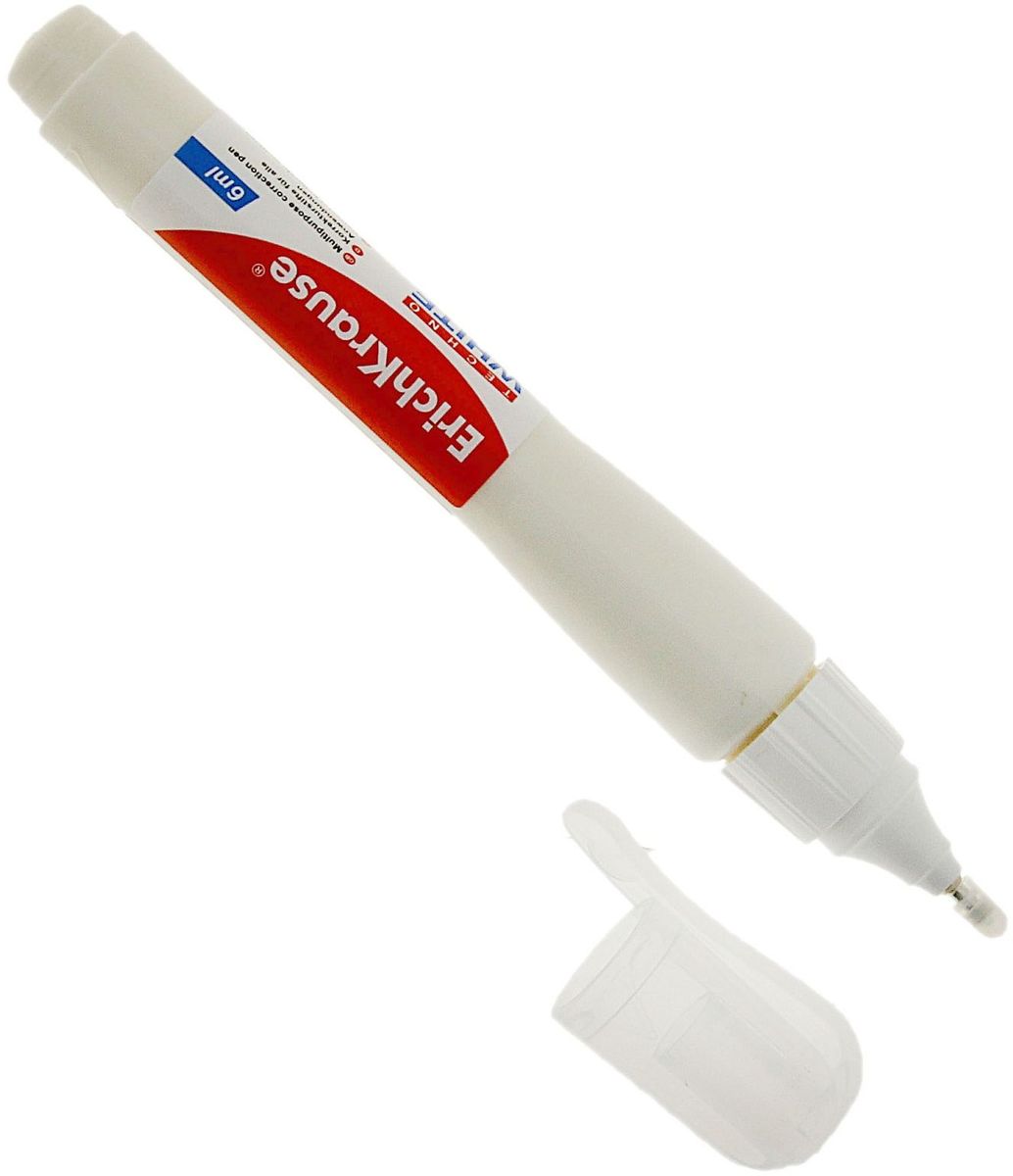 Erich Krause Ручка-корректор Techno White 6 мл789657 Erich Krause Ручка-корректор Techno White 6 мл789657Ручка-корректор Erich Krause предназначена для аккуратного и точного исправления печатного и рукописного текста. Корректура повышенной белизны. Металлический шарик внутри корпуса помогает равномерно размешать жидкость.
