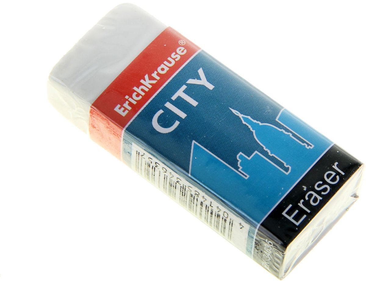 Erich Krause Ластик City1013717 Erich Krause Ластик City1013717Ластик Erich Krause City - мягкий ластик для удаления грифельных линий карандаша. При стирании стружка ластика скатывается в единый комок, не рассыпаясь по поверхности бумаги. Ластик помещен в защитный картонный футляр, который можно использовать в дальнейшем, чтобы ластик не пачкался при работе.Такой ластик станет прекрасным дополнением к канцелярскому набору для вашего ребенка, а также может пригодиться в офисе.