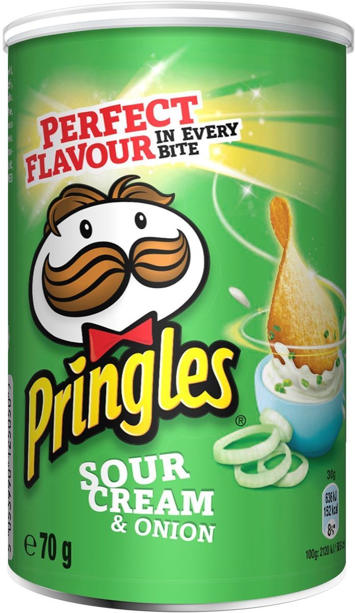 Pringles картофельные чипсы со вкусом сметаны и лука, 70 г7001318000 Pringles картофельные чипсы со вкусом сметаны и лука, 70 г7001318000Чипсы Pringles со вкусом сметаны и лука – хрустящий снек из картофеля. Продукт изготавливают путем обжаривания тонких ломтиков картофеля в кипящем масле.