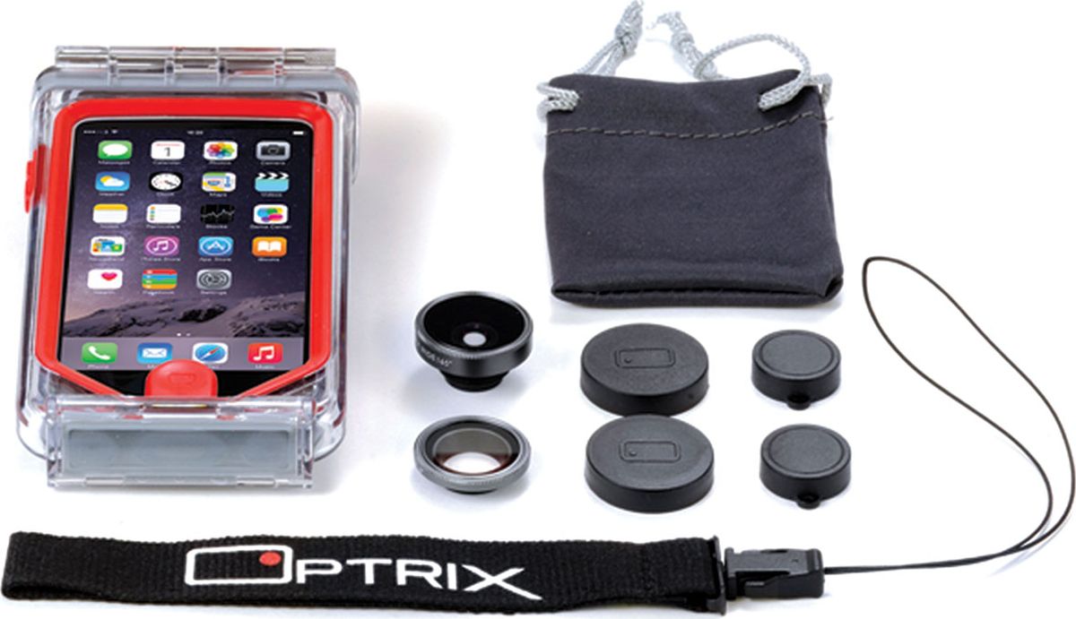 Optrix Photo, Black Red набор для фотосъемки для iPhone 5/5s/SEFS-94660 Optrix Photo, Black Red набор для фотосъемки для iPhone 5/5s/SEFS-94660Набор для создания уникальных фотографий и видео при помощи Вашего iPhone®.Ультралегкий защитный корпус обеспечит сохранность устройства в любых экстремальных условиях, тогда как сменные линзы значительно расширят возможности его камеры. Чехол Optrix для iPhone отличается точно сконструированной и надежной конструкцией, превращающей ваш iPhone в полноценную экшн-камеру: съемка во время сплава по реке, велопрогулки, катания на лыжах, пляжного отдыха - все это возможно теперь при помощи Вашего iPhone! • 100% водонепроницаемость при погружении на глубину до 4,5 м (соответствует стандарту IP68)• Ударопрочность: выдерживает падение с высоты до 6,1 м (соответствует стандарту MIL-STD-810G)• Сверхпрочный корпус, сохраняющий весь функционал смартфона• Специальная защитная мембрана сохраняет все свойства сенсорного экрана устройства• Подходит к широкому ассортименту креплений• 2 сменных объектива (алюминий/стекло)