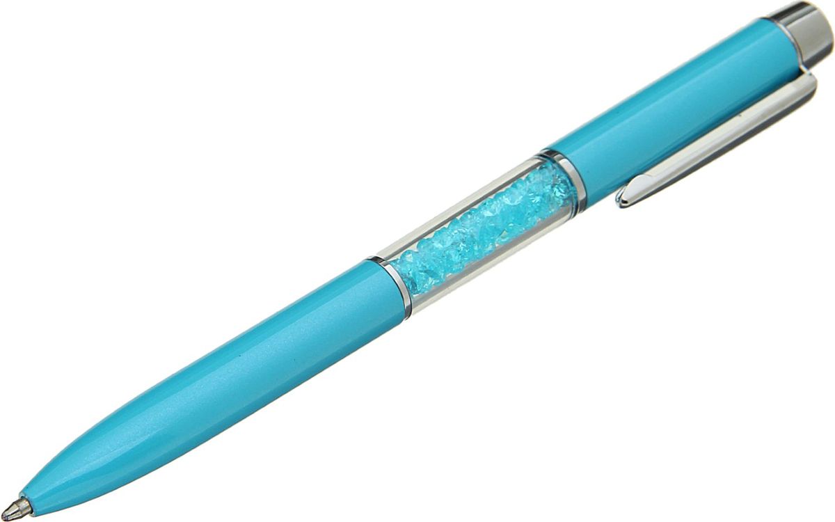Ручка шариковая Стразы цвет корпуса голубой