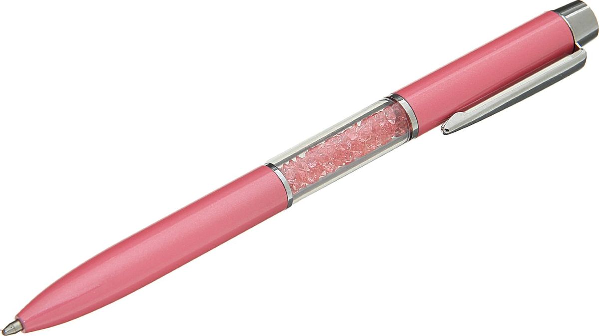 Ручка шариковая Стразы цвет корпуса розовый