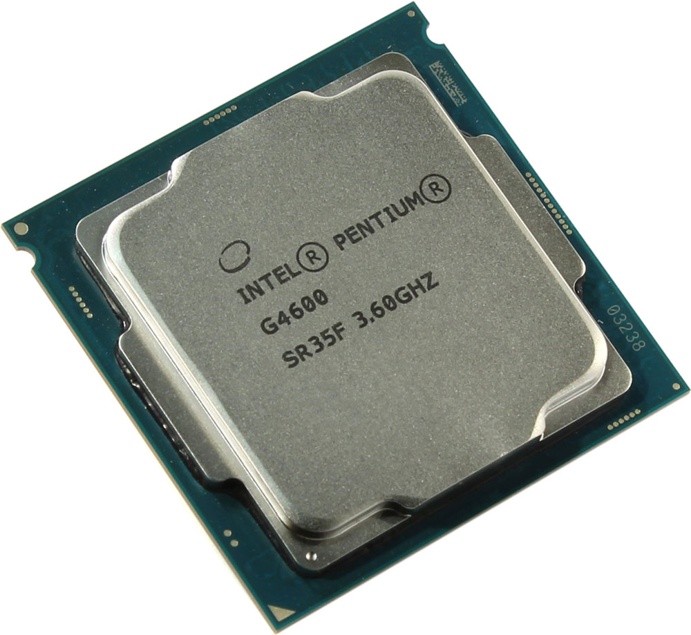 Intel Pentium G4600 процессор410644 Intel Pentium G4600 процессор410644Pentium G4600 - процессор для настольных персональных компьютеров, основанных на платформе Intel.В основе лежит архитектура Kaby Lake, что позволяет оптимизировать работу двух ядер и 4 потоков, функционирующих на частоте 3600 МГц. Дополнительное быстродействие обеспечивается кэш-памятью третьего уровня объемом 3072 КБ. Обработка изображения перед демонстрацией его на мониторе ПК осуществляется графическим процессором Intel HD Graphics 630.Для двусторонней передачи данных между Pentium G4600 и оперативной памятью компьютера предусмотрен встроенный контроллер, поддерживающий модули размером до 64 ГБ. Также в данной модели установлены контроллер PCI-E 3.0 и системная шина DMI 3.0, которые используются для связи с другими элементами ПК.