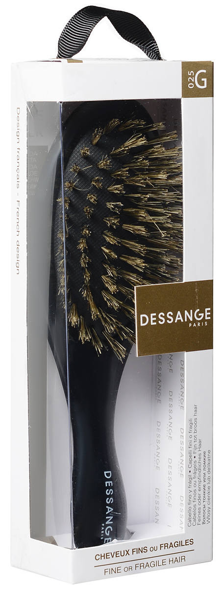 Dessange Щетка массажная, с щетиной из натурального шелка, для тонких и ломких волос, цвет: черный956025_черный Dessange Щетка массажная, с щетиной из натурального шелка, для тонких и ломких волос, цвет: черный956025_черныйМассажная щетка Dessange с щетиной из натурального шелка прекрасно подойдет для деликатного расчесывания и выпрямления тонких и ломких волос. Идеально отшлифованные кончики щетинок не царапают кожу головы и исключают травмирование волос. Пластик, из которого изготовлена щетка, безопасен в использовании, высокоустойчив к истиранию и механическим воздействиям. Компактные размеры щетки позволяют ей уместится практически в любой дамской сумочке. Размер рабочей поверхности щетки: 9 см х 5,5 см.Товар сертифицирован.