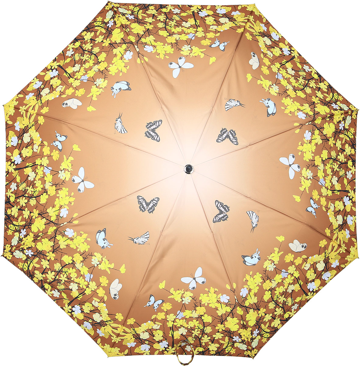 Зонт женский Stilla, автомат, 3 сложения, цвет: коричневый, желтый. 741/1 midi