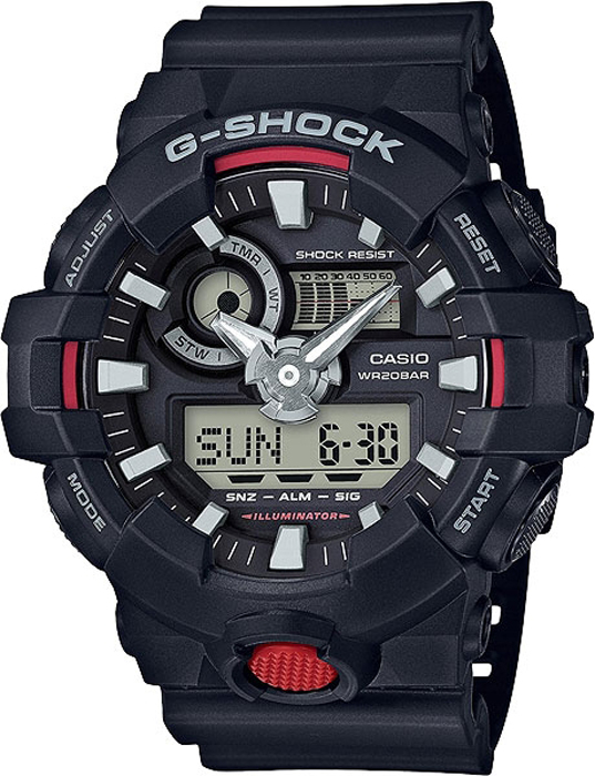 Наручные часы мужские Casio G-Shock, цвет: черный, красный. GA-700-1A
