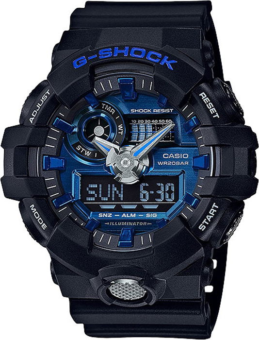 Наручные часы мужские Casio G-Shock, цвет: черный, синий. GA-710-1A2