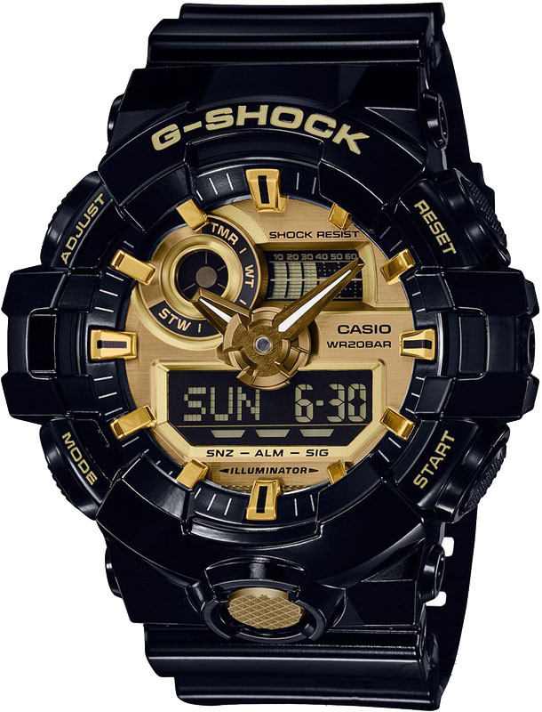 Наручные часы мужские Casio G-Shock, цвет: черный, золотой. GA-710GB-1A