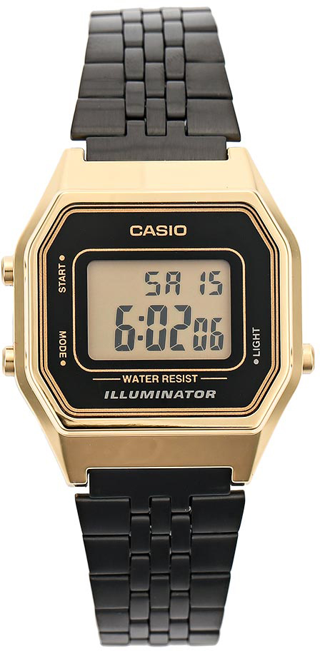 Наручные часы женские Casio Collection, цвет: золотой, черный. LA-680WEGB-1A