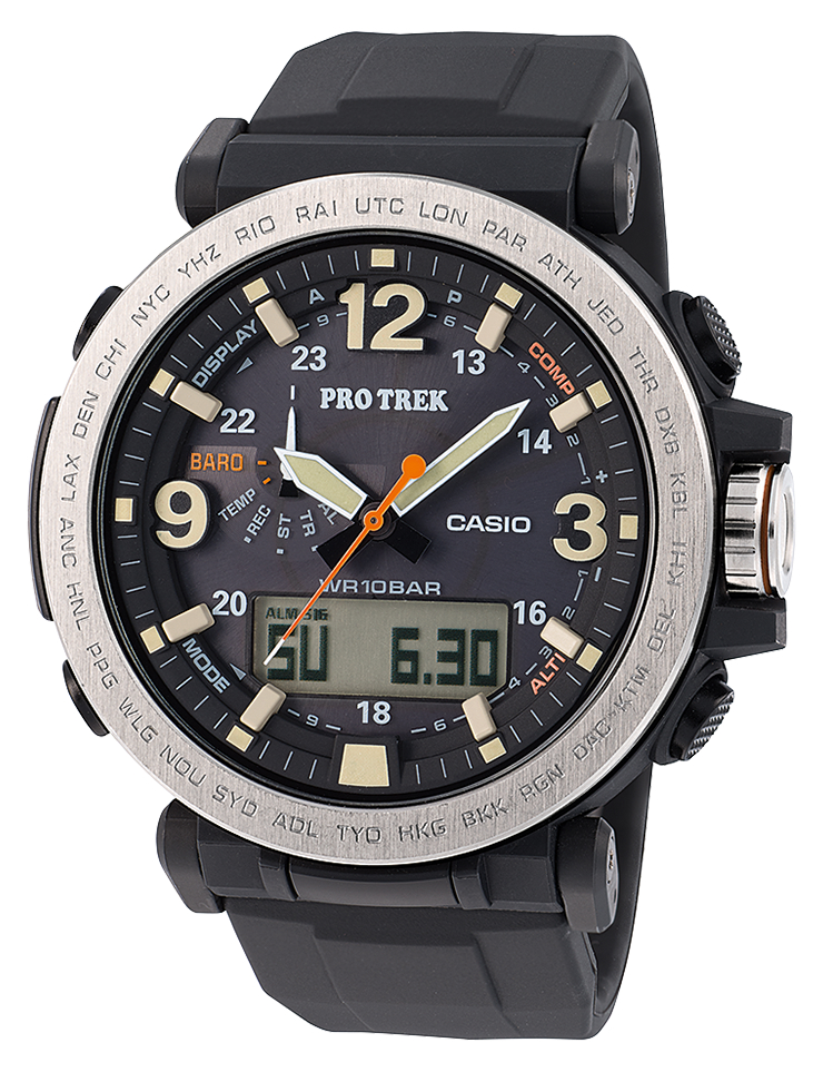 Наручные часы мужские Casio Pro Trek, цвет: черный, стальной. PRG-600-1E