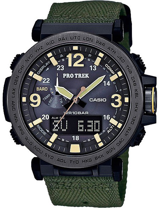 Наручные часы мужские Casio Pro Trek, цвет: черный, хаки. PRG-600YB-3E