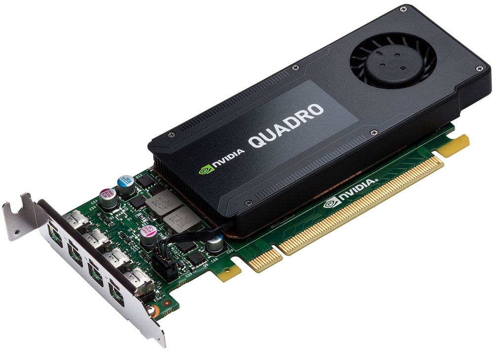 PNY NVIDIA Quadro K1200 4GB видеокартаRVCQK1200DVI-PB PNY NVIDIA Quadro K1200 4GB видеокартаRVCQK1200DVI-PBВидеокарта PNY NVIDIA Quadro K1200 обеспечивает невероятную производительность 3D приложений и возможность выводить изображение одновременно на четыре 4K дисплея.Данная модель включает в себя установочный кронштейн высокого профиля, позволяющий устанавливать её в любую рабочую станцию. С помощью прилагаемого низкопрофильного кронштейна она так же может быть использована в мобильных и компактных рабочих станциях.Технология NVIDIA Power Management снижает суммарные затраты на потребляемую системой электроэнергию. Она использует интеллектуальный подход при адаптации суммарного потребления видеосистемы в зависимости от приложений, выполняемых конечным потребителем. Оптимизированная система потребления электроэнергии помогает снизить суммарную стоимость владения всей системы и повысить ее надежность.4 ГБ памяти GDDR5 с высокой пропускной способностью позволяет создавать большие и сложные 3D модели.