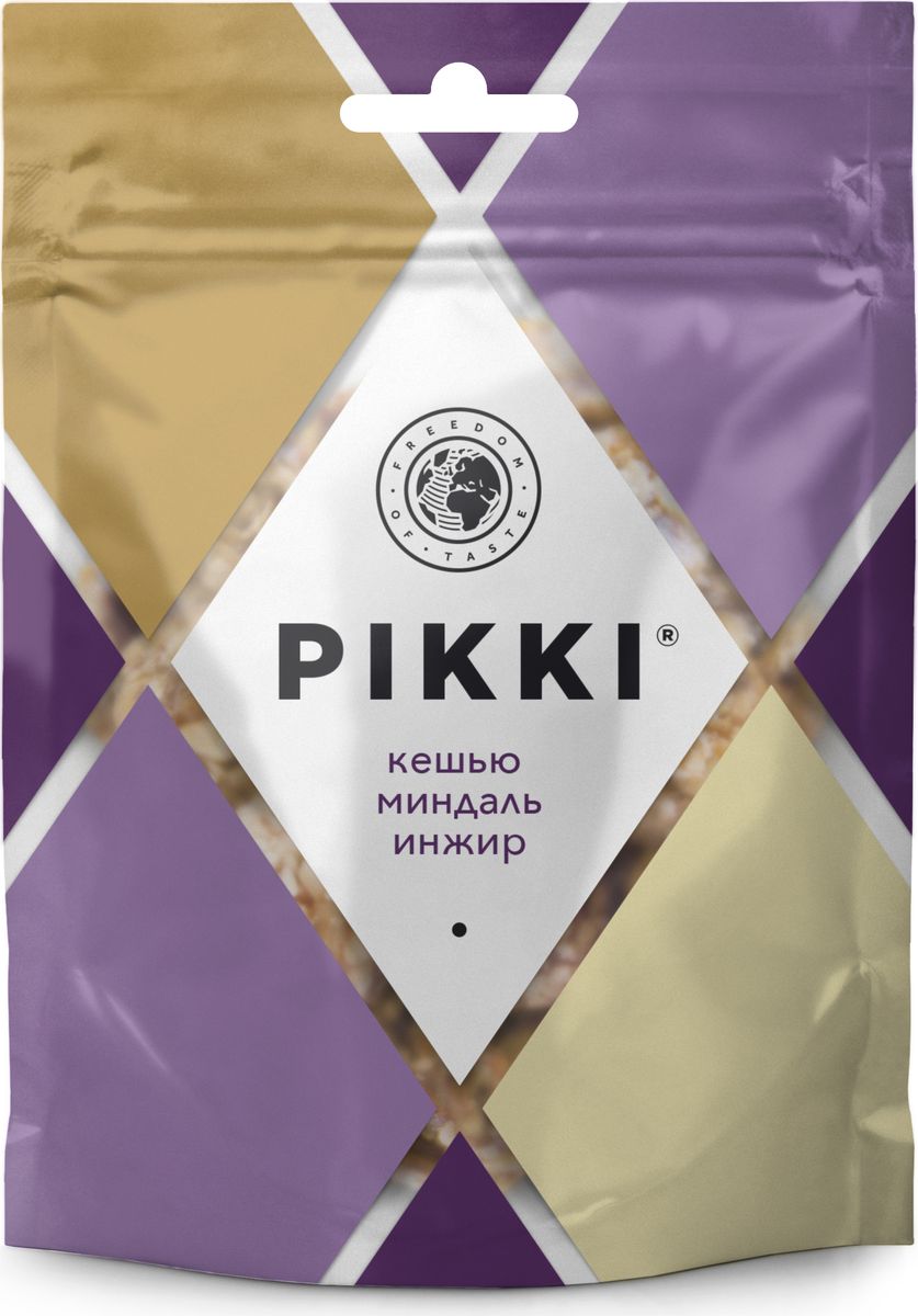 Pikki Кешью-Миндаль-Инжир конфеты орехово-фруктовые, 50 гУТ040810412 Pikki Кешью-Миндаль-Инжир конфеты орехово-фруктовые, 50 гУТ040810412Полезные снеки из орехов, злаков и сухофруктов для быстрого перекуса.