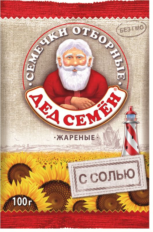 Дед Семен семечки отборные соленые, 100 гУТ040810342 Дед Семен семечки отборные соленые, 100 гУТ040810342Семечки отборные подсолнечника жареные соленые.