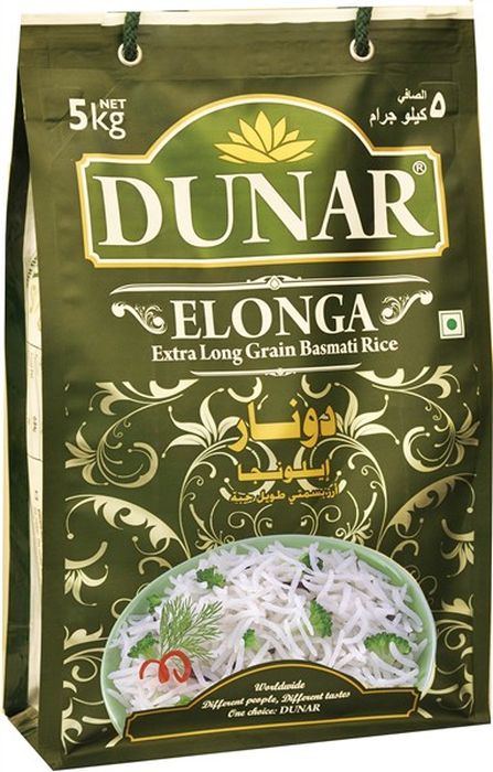 Dunar Elonga самый длинный басмати рис, 5 кгДунар 7 Dunar Elonga самый длинный басмати рис, 5 кгДунар 7Самый длинный с белым зёрнами рис басмати, выдержка риса 2 года, длина риса в приготовленном виде 19 мм