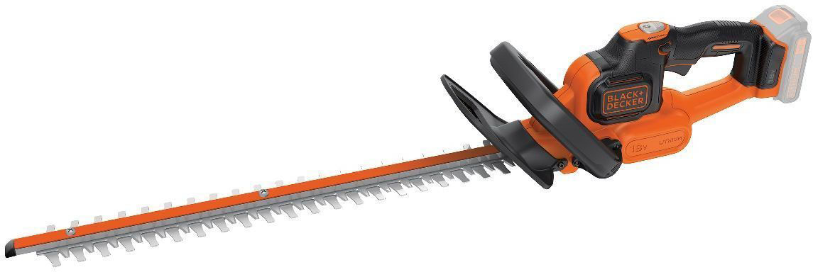 Кусторез аккумуляторный Black&Decker GTC18452PCGTC18452PC Кусторез аккумуляторный Black&Decker GTC18452PCGTC18452PCКусторез Black&Decker GTC18452PC - это надежный инструмент для ухода за живыми изгородями, садовыми деревьями и кустами. Малый вес и удобная прорезиненная ручка позволяют удобно и легко работать без усталости. Благодаря питанию от аккумулятора Li-Ion/2.0Ah/18V кусторез обеспечивает долгую автономную работу. Для безопасной работы устройство оснащено предохранителем от случайного включения и щитком для защиты рук.Преимущества модели: D-образная рукоятка обеспечивает безопасное и комфортное рабочее положение. Пусковые выключатели для обеих рук предотвращают внезапный запуск инструмента. Питание от аккумулятора снимает риск перерубить сетевой провод ножом и исключает выхлоп и шум бензинового двигателя. POWERCOMMAND™: при закусывании ножа нажатие на кнопку под большим пальцем переводит кусторез в режим с коротким циклом, помогающий высвободить нож. Тормоз ножей обеспечивает остановку быстрее, чем за секунду после отпускания клавиши выключателя. Эргономичная обрезиненная рукоятка обеспечивает ухватистость и приятные тактильные ощущения. Аккумулятор SmartTech позволяет осуществлять контроль над собой из приложения в смартфоне через Bluetooth. Двусторонние асимметричные ножи обеспечивают низкий уровень вибрации для комфортного использования.Технические характеристики: Тип двигателя: аккумуляторный.Тип ножа: двусторонний.Уровень шума: 78 dBA.В комплекте: аккумулятор и зарядное устройство.Время зарядки: 5 часов.Длина лезвия: 45 см.Напряжение: 18 Вольт.Расстояние между зубцами: 18 мм.