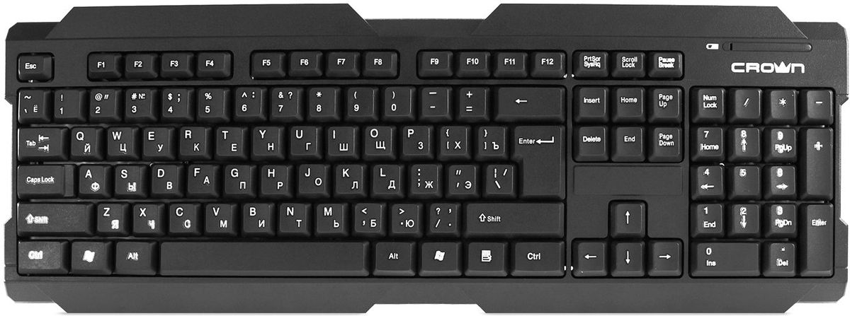 Crown CMK-6004, Black клавиатураCM000001692 Crown CMK-6004, Black клавиатураCM000001692Crown CMK-6004 - беспроводная клавиатура для компьютера. Отличается лаконичным дизайном. Подходит для использования в офисе и дома. Технология Plug & Play не требует установки драйверов. Отдельный цифровой блок с правого края позволяет осуществлять оперативный ввод цифр в финансовых и экономических программах.Полноформатный размер клавиш в компактном корпусеЗащита от попадания водыИндикация разряженной батареи