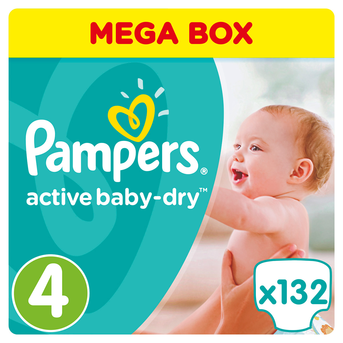 Pampers Подгузники Active Baby-Dry 8-14 кг (размер 4) 132 шт