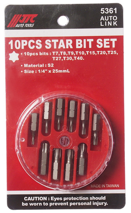 JTC Набор вставок в боксе 1/4DR TORX T7-T40, 10 предметов. JTC-5361JTC-5361 JTC Набор вставок в боксе 1/4DR TORX T7-T40, 10 предметов. JTC-5361JTC-5361В комплекте: Т7, Т8, Т9, Т10, Т15, Т20, Т25, Т27, Т30, Т40.Материал: S2.Размер: 1/4х25 мм.