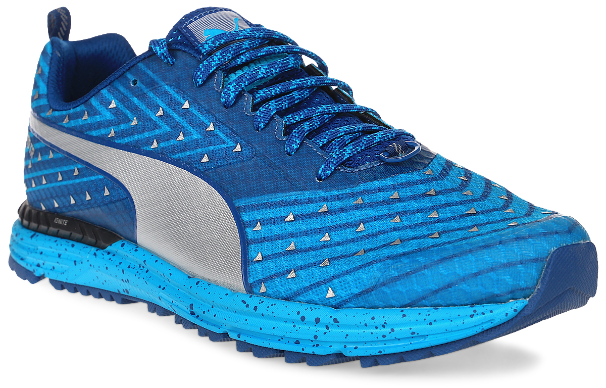 Кроссовки мужские для бега Puma Speed 300 TR Ignite, цвет: синий. 18909203. Размер 9,5 (43)18909203 Кроссовки мужские для бега Puma Speed 300 TR Ignite, цвет: синий. 18909203. Размер 9,5 (43)18909203Кроссовки Speed 300 TR Ignite идеальны для быстрого бега по пересеченной местности. В них легкость сочетается с повышенной прочностью благодаря применению новейших материалов. Кроме того, конструкция, обеспечивающая повышенную защиту от травм, делает их незаменимыми для любителей экстремальных нагрузок. Технологии Puma, гарантирующие возврат энергии, продвижение вперед с ускорением и устойчивое положение стопы на любой поверхности, объединены в этой модели с такими особенностями обуви, как наличие светоотражающих элементов, повышающих безопасность бегуна в темное время суток, толстой амортизирующей стелькой и водонепроницаемым материалом верха.
